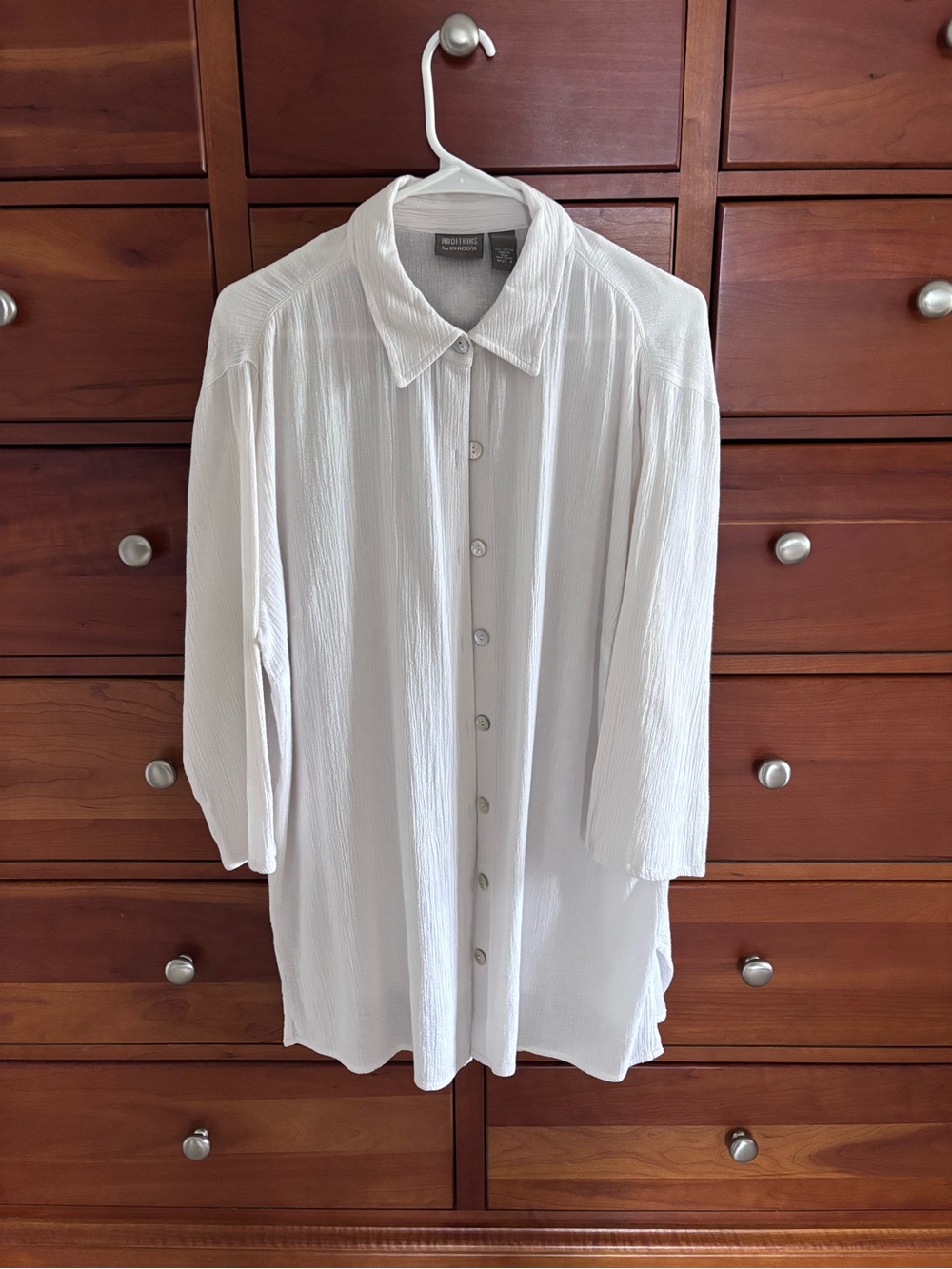 Chico’s Additions Lightweight Cotton Gauze Button-Up Tunic. Size XL